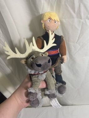Plush Reindeer and Blonde Prince Plush Toy Set - Brown & Gray